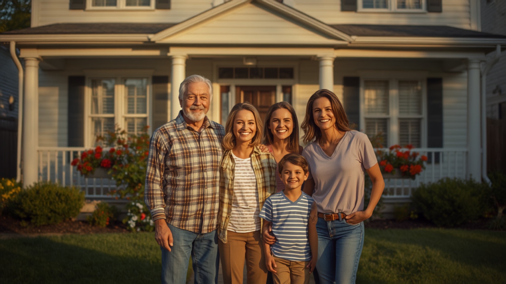 A New Jersey family in front of their home